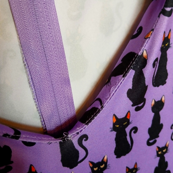 Dolly and Dotty Cat Purple & Black 3/4 Sleeve Billie Dress w/ Pockets - 4 - Picture 9 of 12